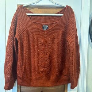 Abercrombie & Fitch Women's V-Neck Sweater in Rich Rust
